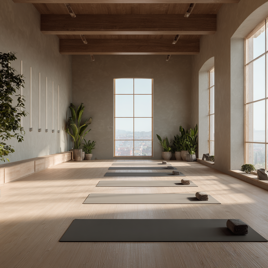 Жінка займається йогою в студії quendrix